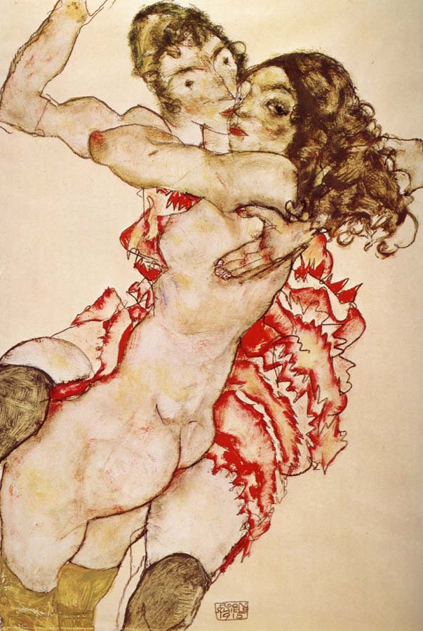 Egon Schiele Two Girls Embracing Each other